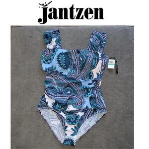 Jantzen Bohemian Glamour wide strap Women's summer one piece swimsuit sz…